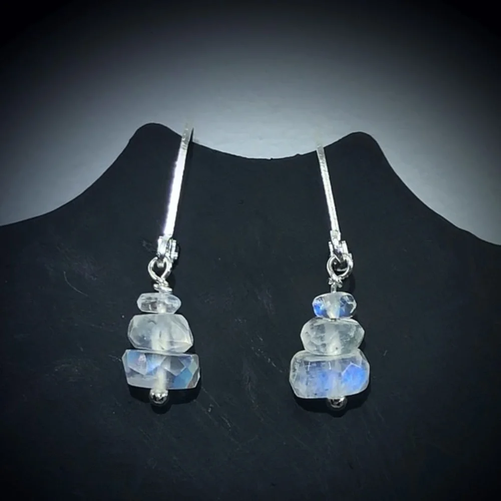 Genuine Moonstone & 925 Silver Earrings! - Picture 7 of 8